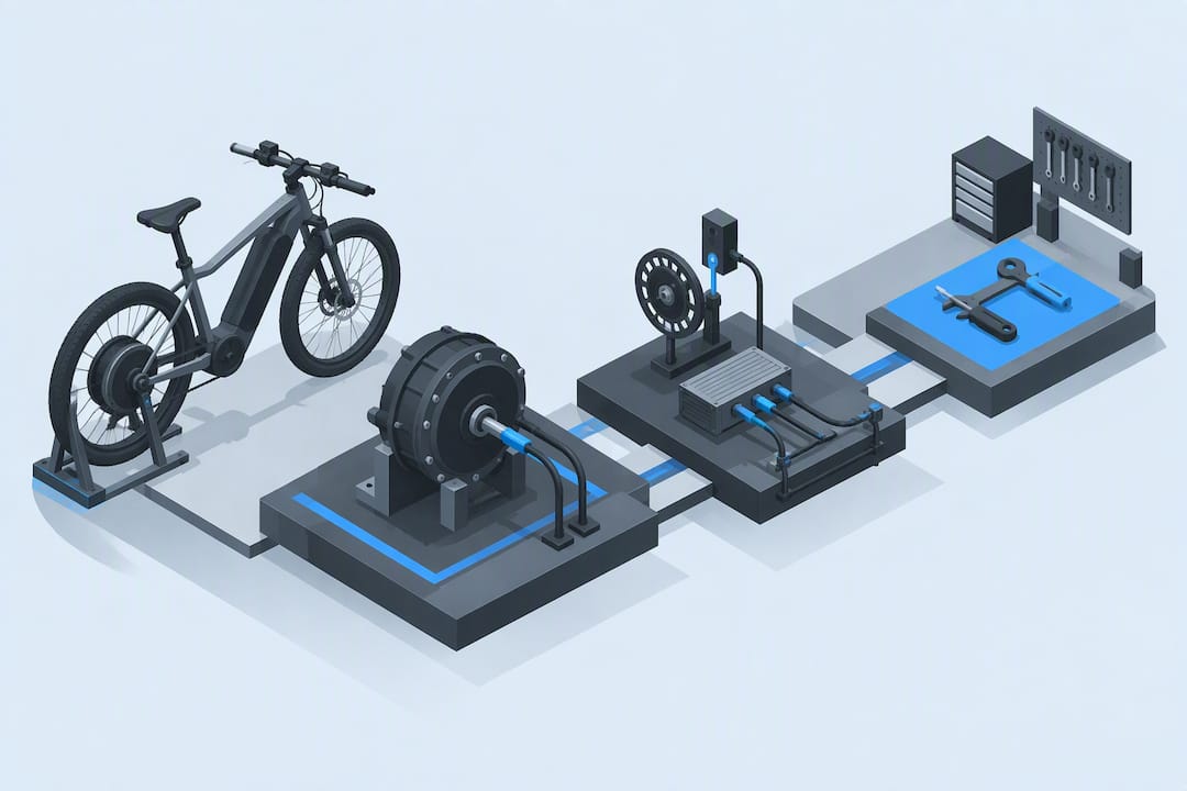 Isometric illustration of diagnostic testing steps